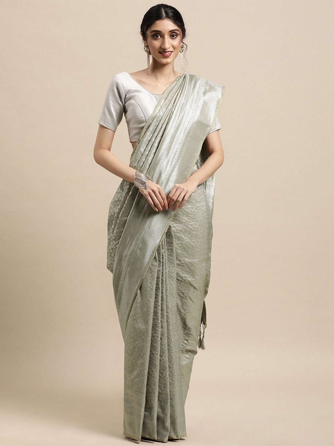 Stylish Zari Border With Woven Design Kanjeevaram Silk Saree