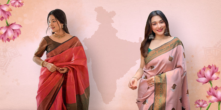 Exploring India's diverse sarees with vibrant floral designs.