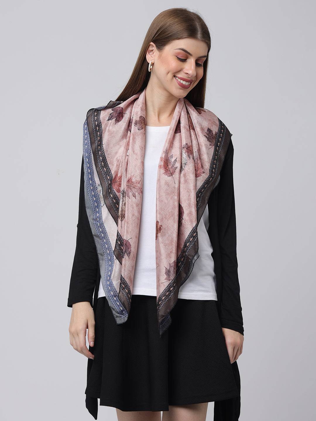 Autumn Grace Leaf Print Scarf