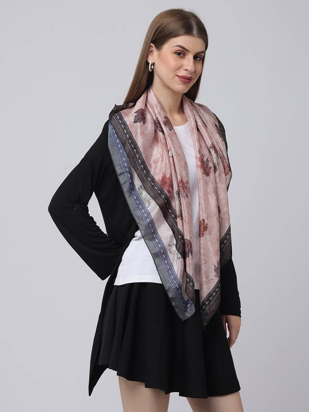 Autumn Grace Leaf Print Scarf