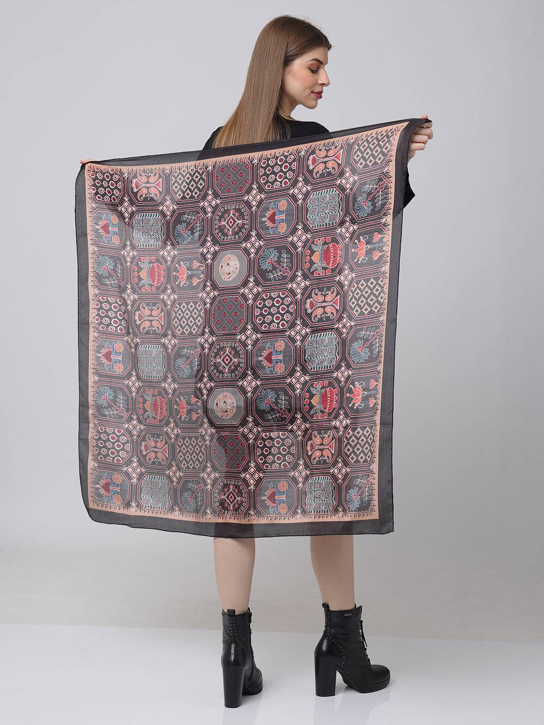 Geometric Midnight Motif Scarf