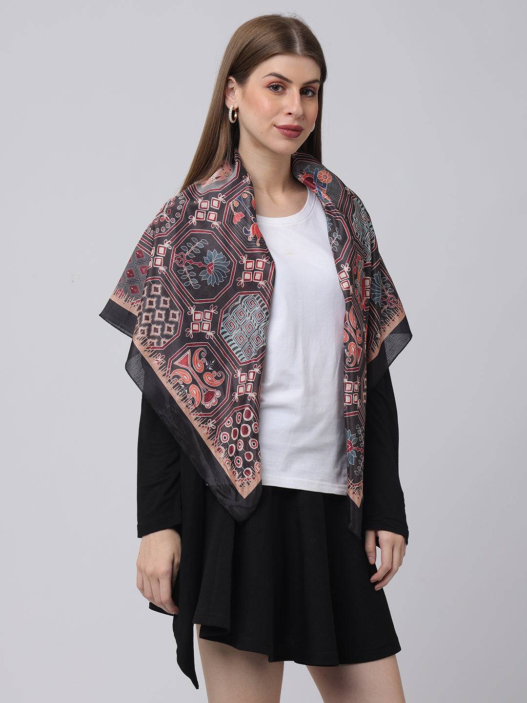 Geometric Midnight Motif Scarf