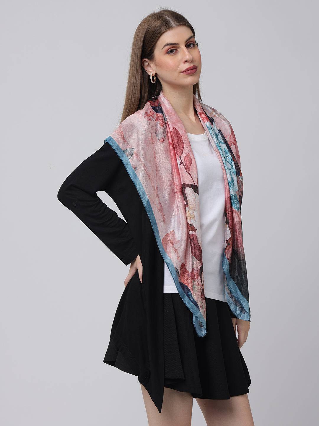 Rose Pink Floral Scarf