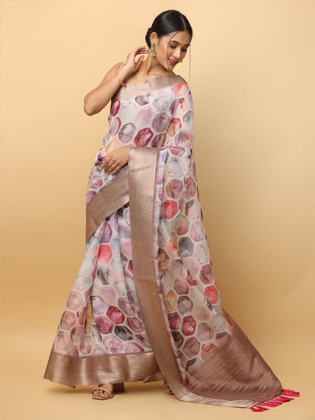  Soft Orgenza With Digital Print Party Wear Saree