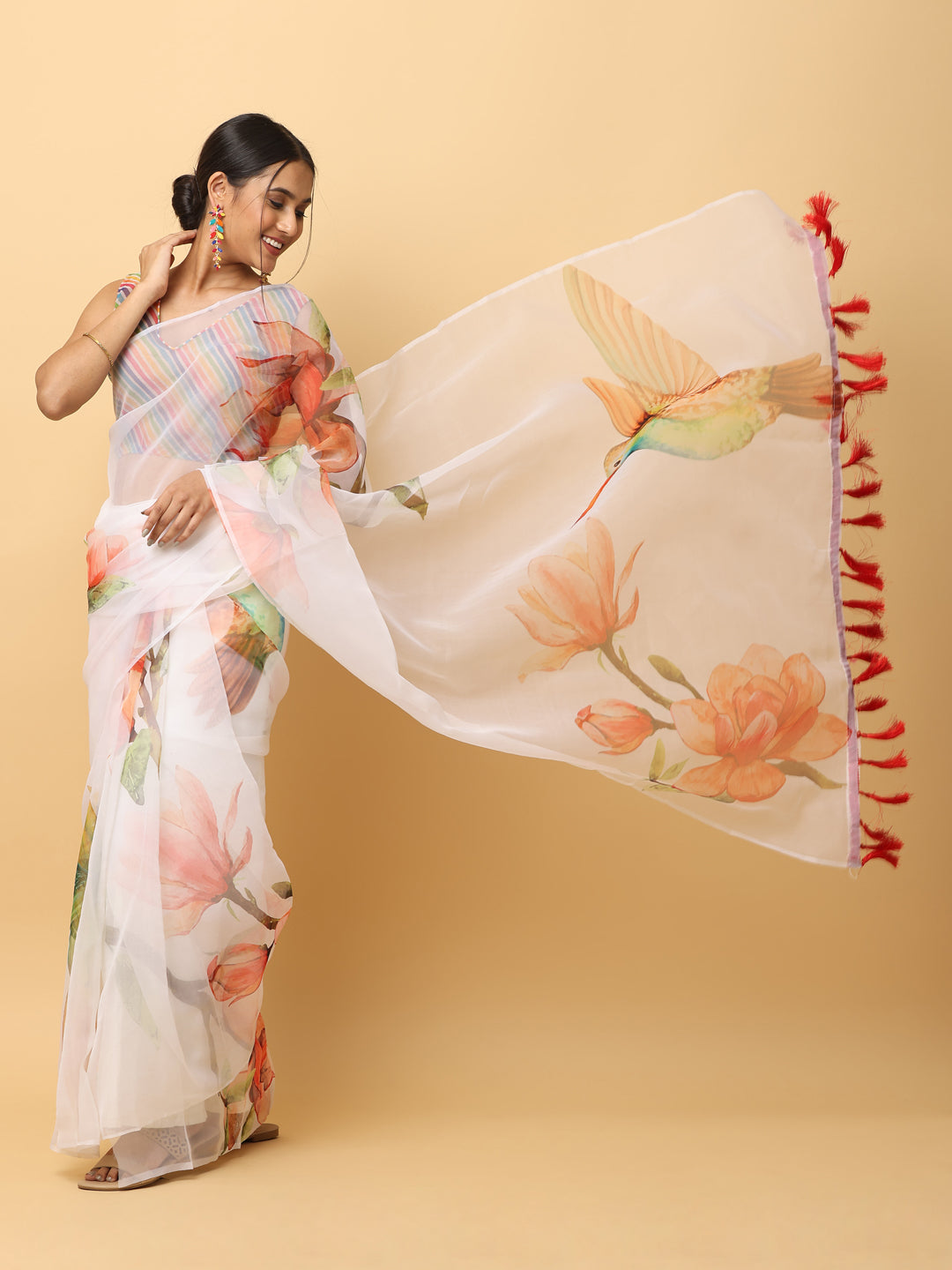 Soft Orgenza Digital Print Party Wear Saree 