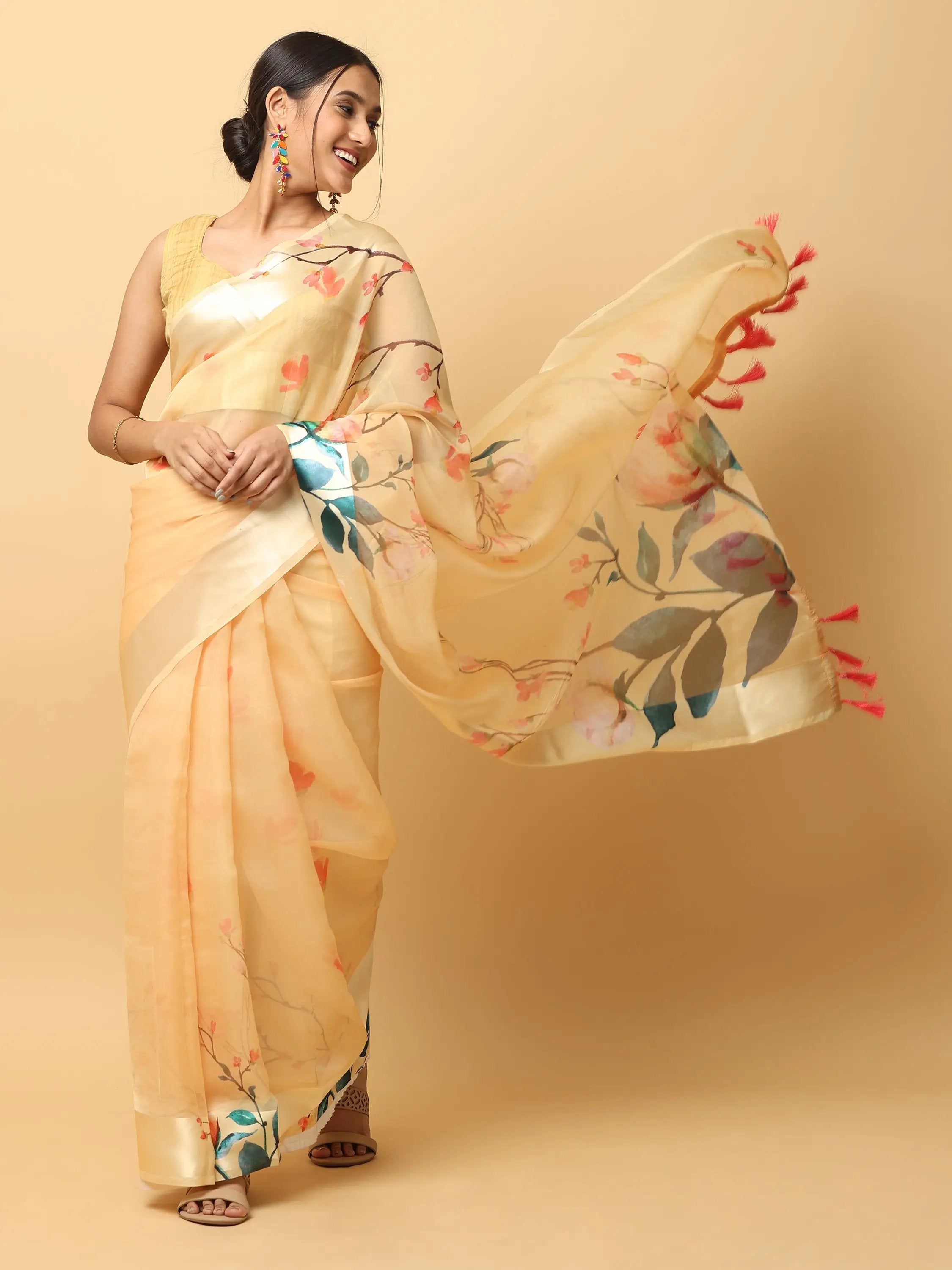 Soft Orgenza Digital Print Party Wear Saree