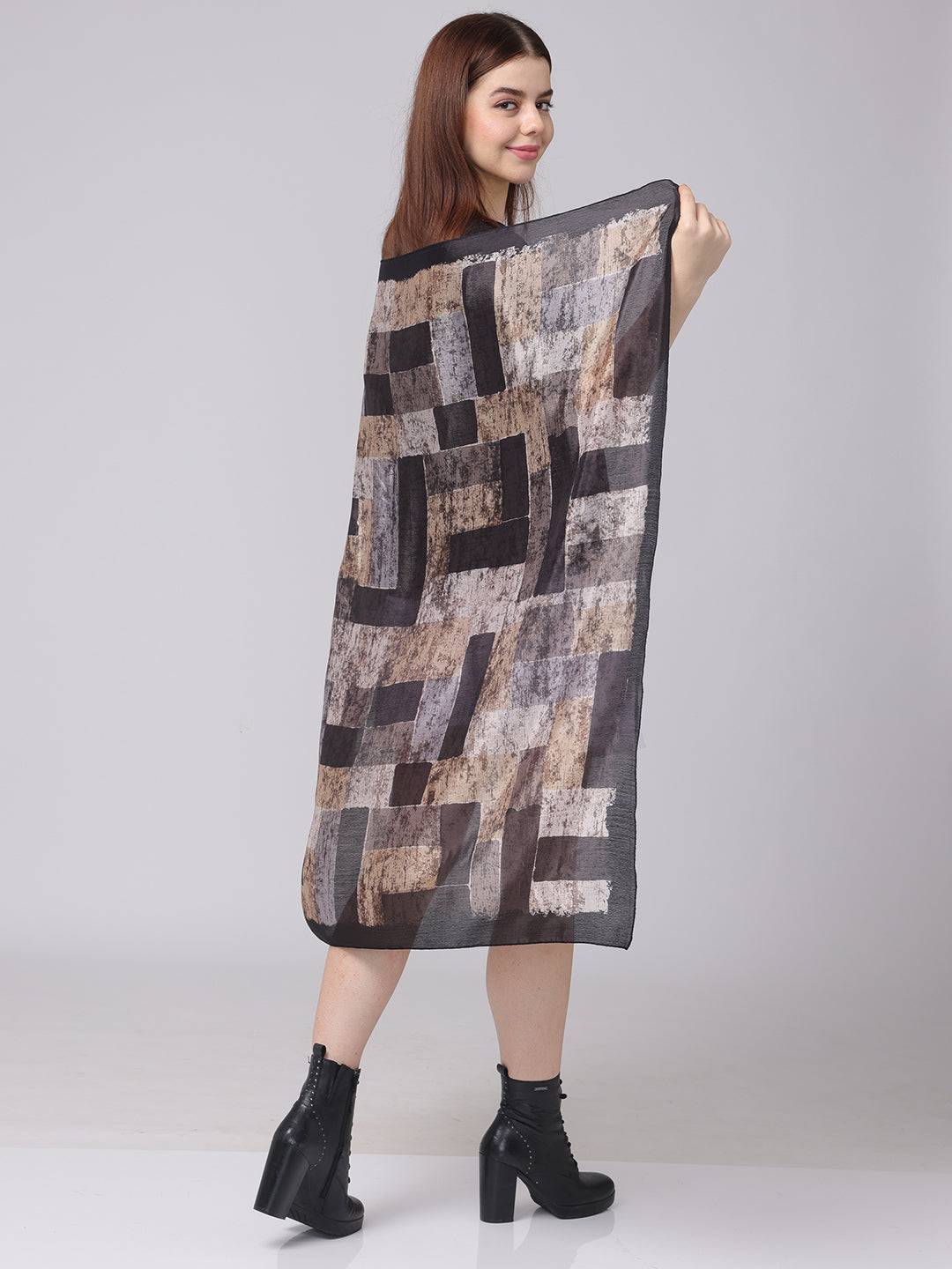 Raven Black Geometric Scarf