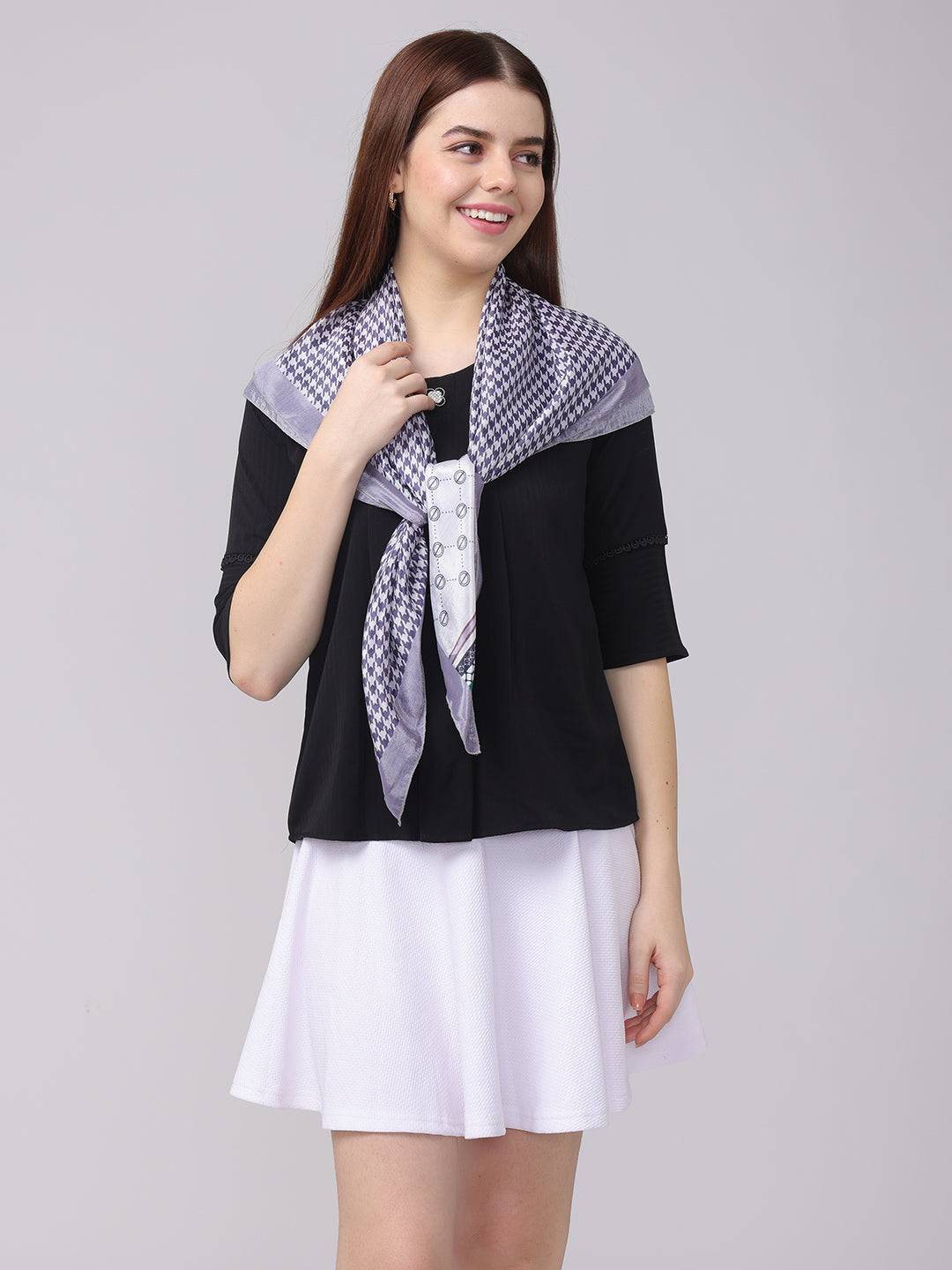 Smoke Grey Geometric Printed Scarf