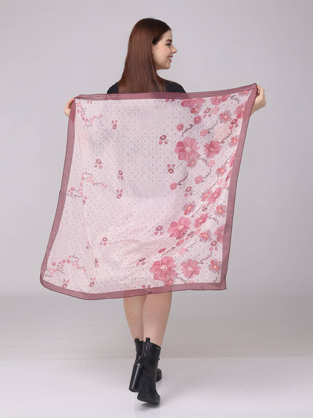 Baby Pink Floral Printed Scarf