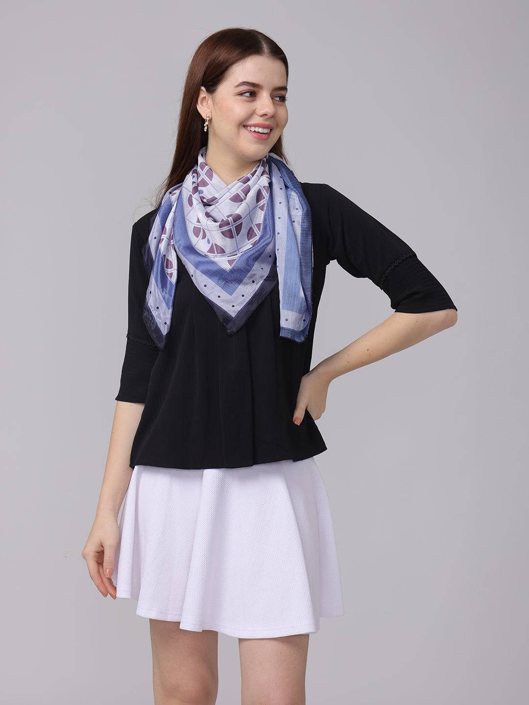 Poly Chiffon Geometric Scarf