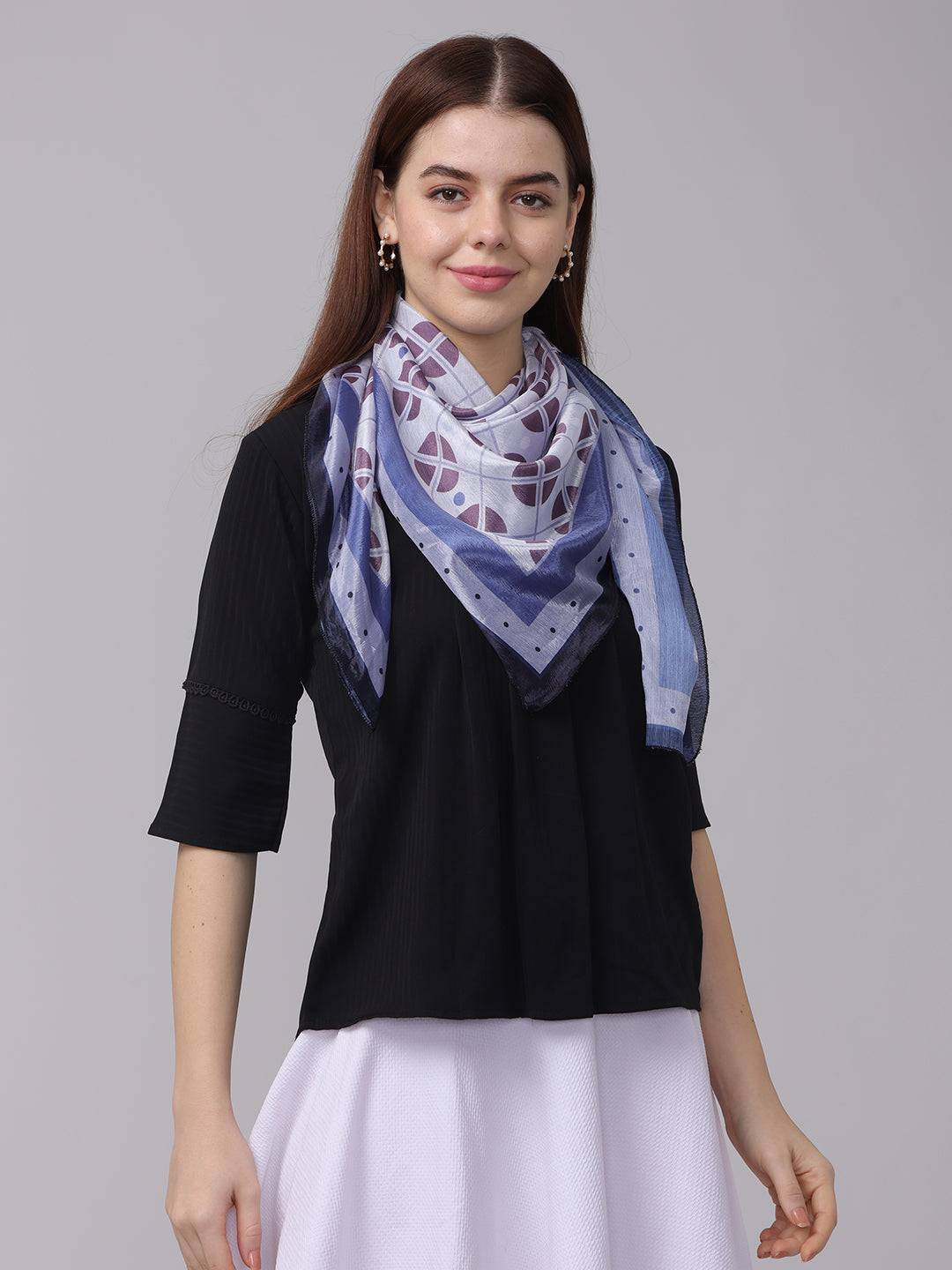 Poly Chiffon Geometric Scarf