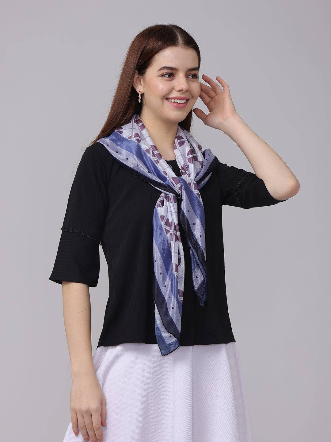 Poly Chiffon Geometric Scarf