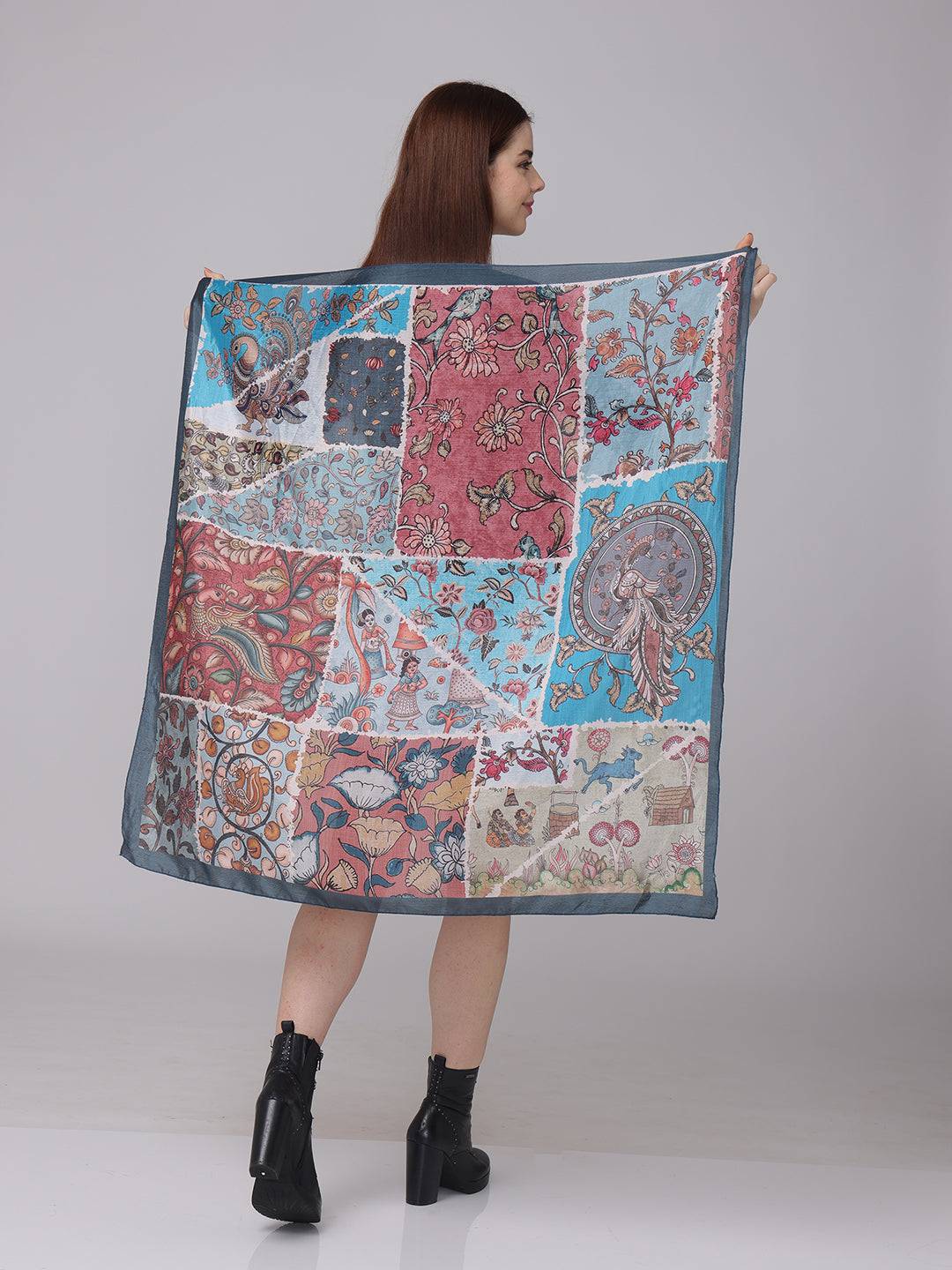 Patchwork Tapestry Scarf Dark Border