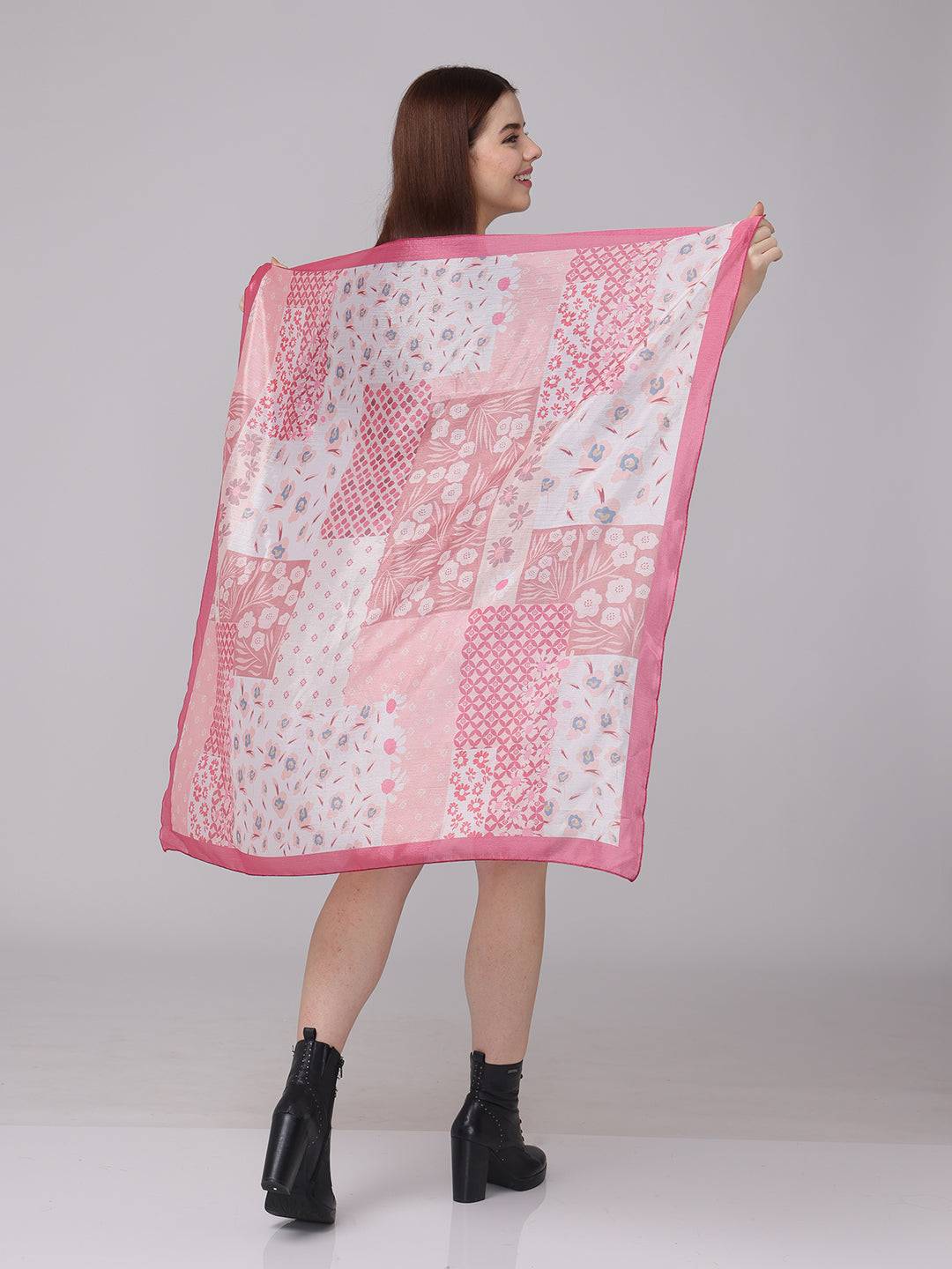 Patchwork Scarf In Pastel Pink