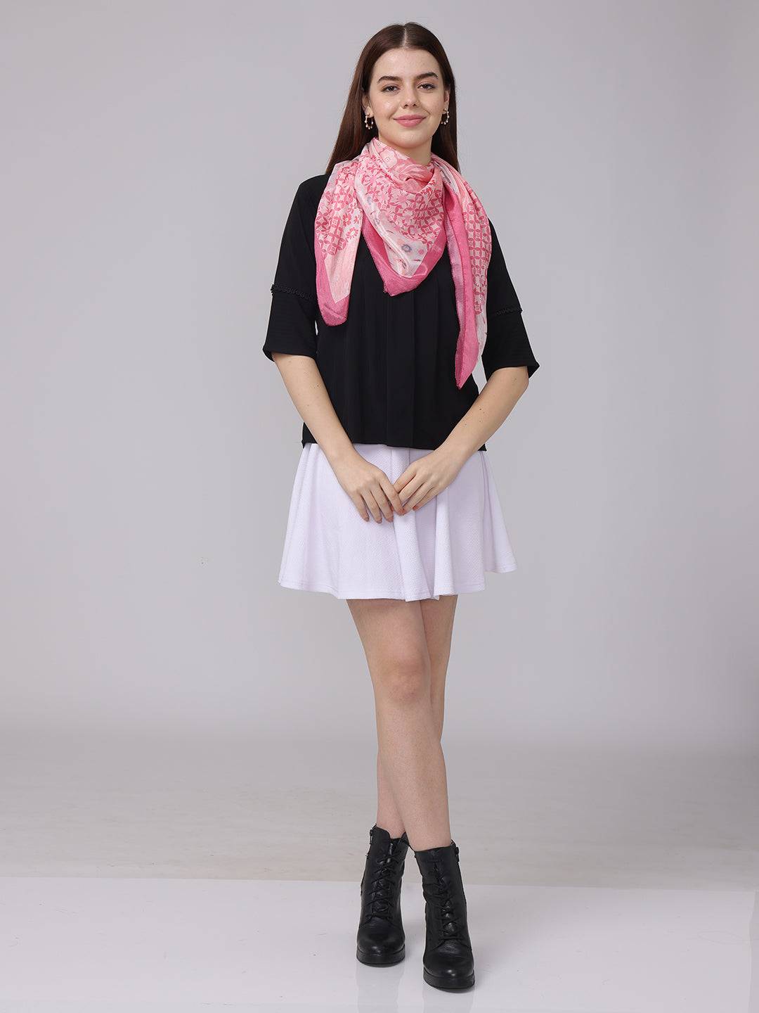 Patchwork Scarf In Pastel Pink