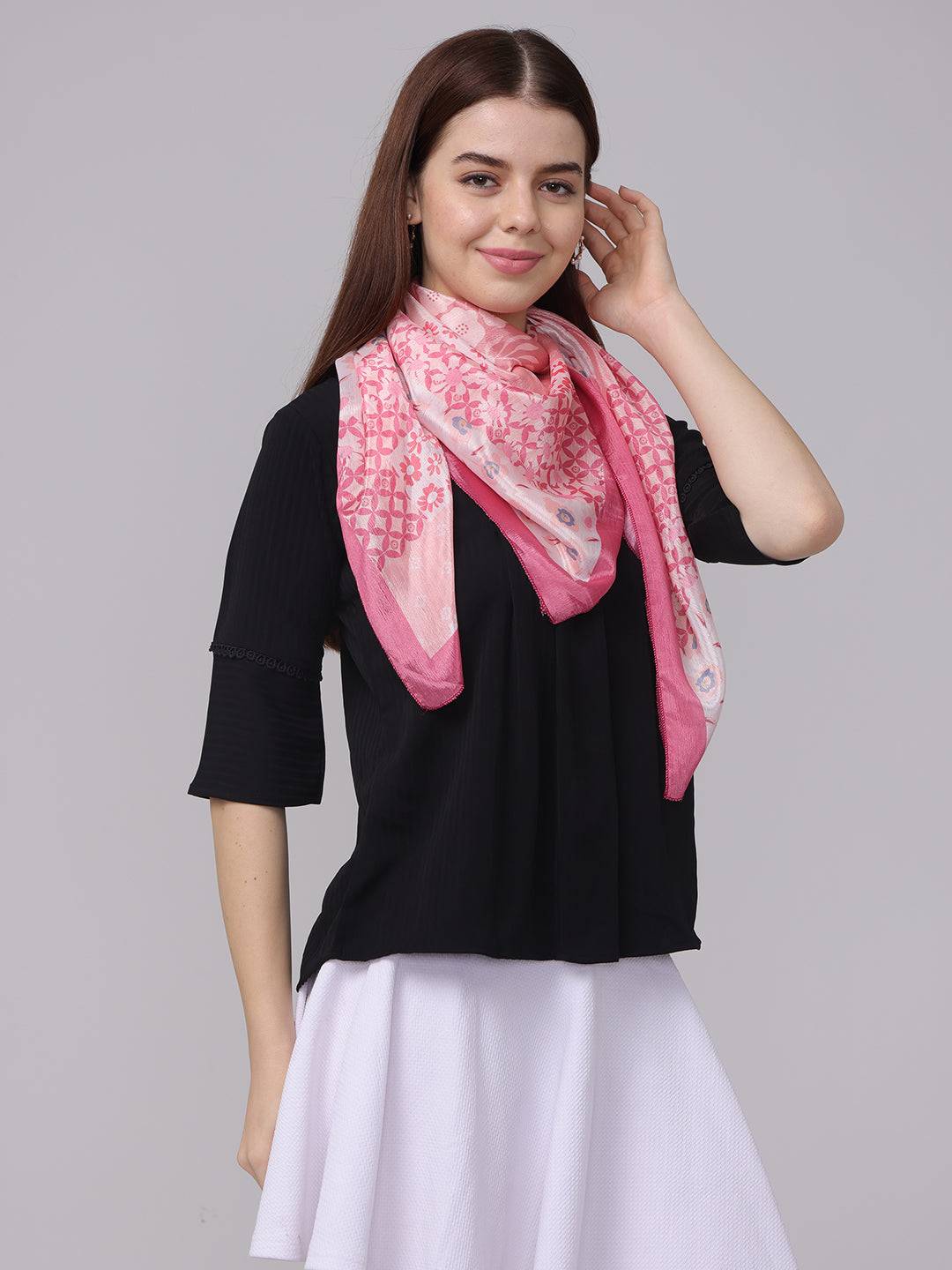 Patchwork Scarf In Pastel Pink