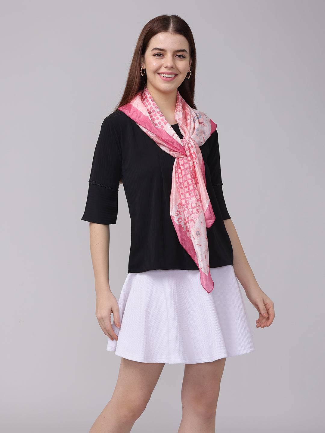 Patchwork Scarf In Pastel Pink