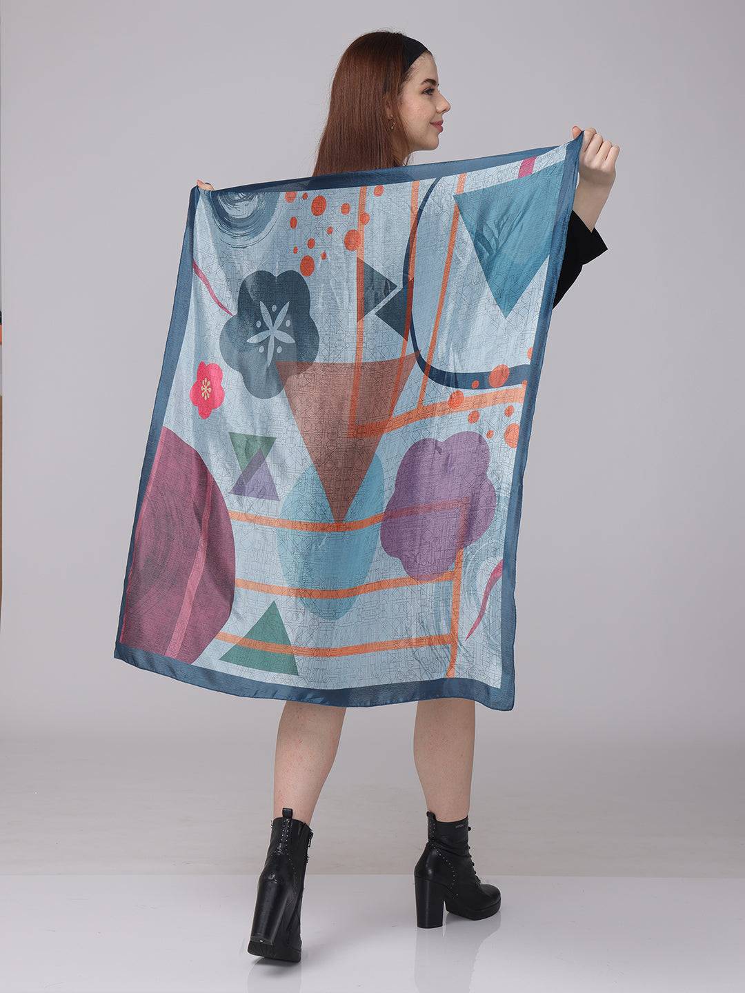 Vibrant Blue Geometric Abstract Scarf