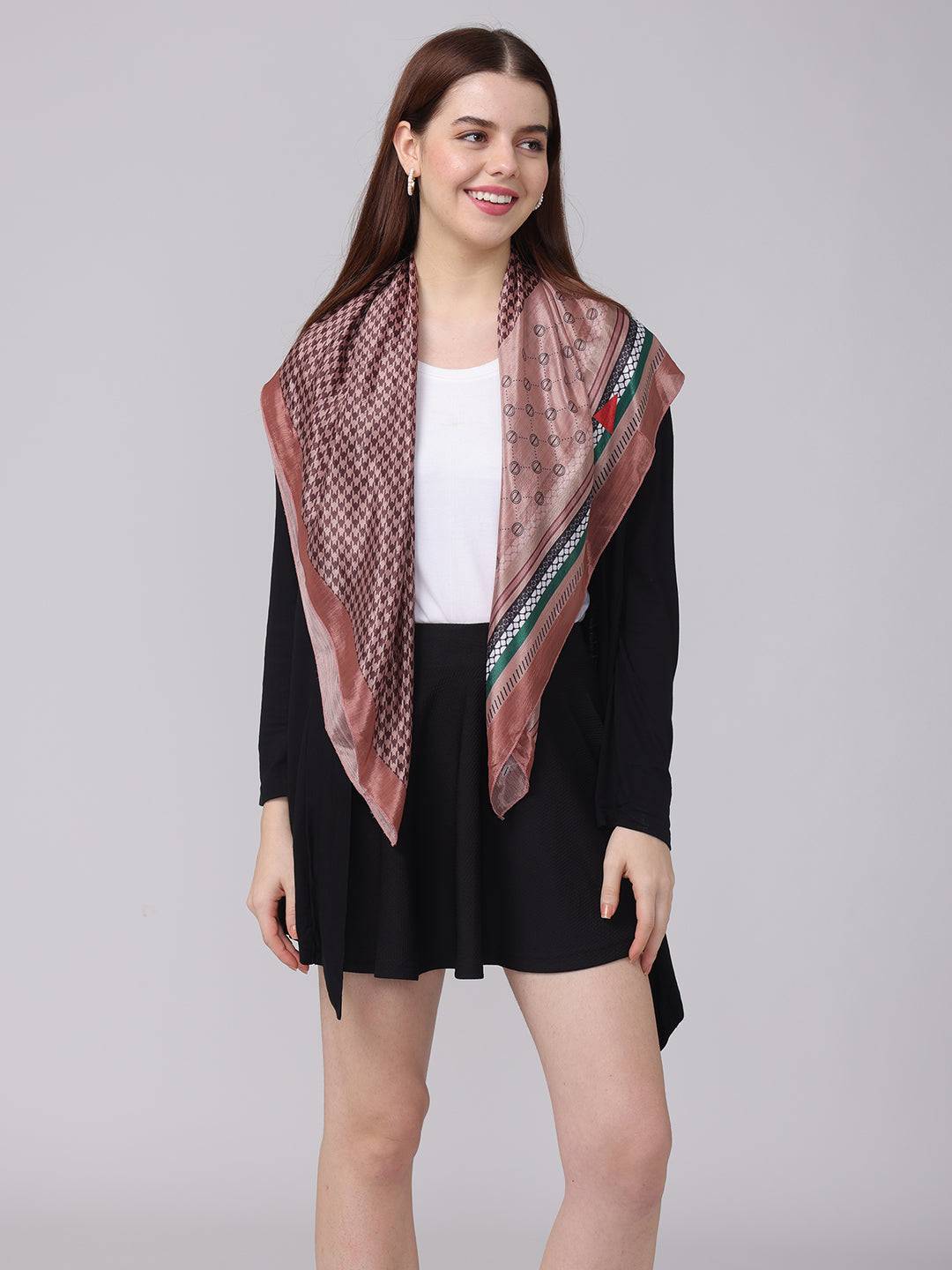 Tuscan Tan Geometric Printed Scarf