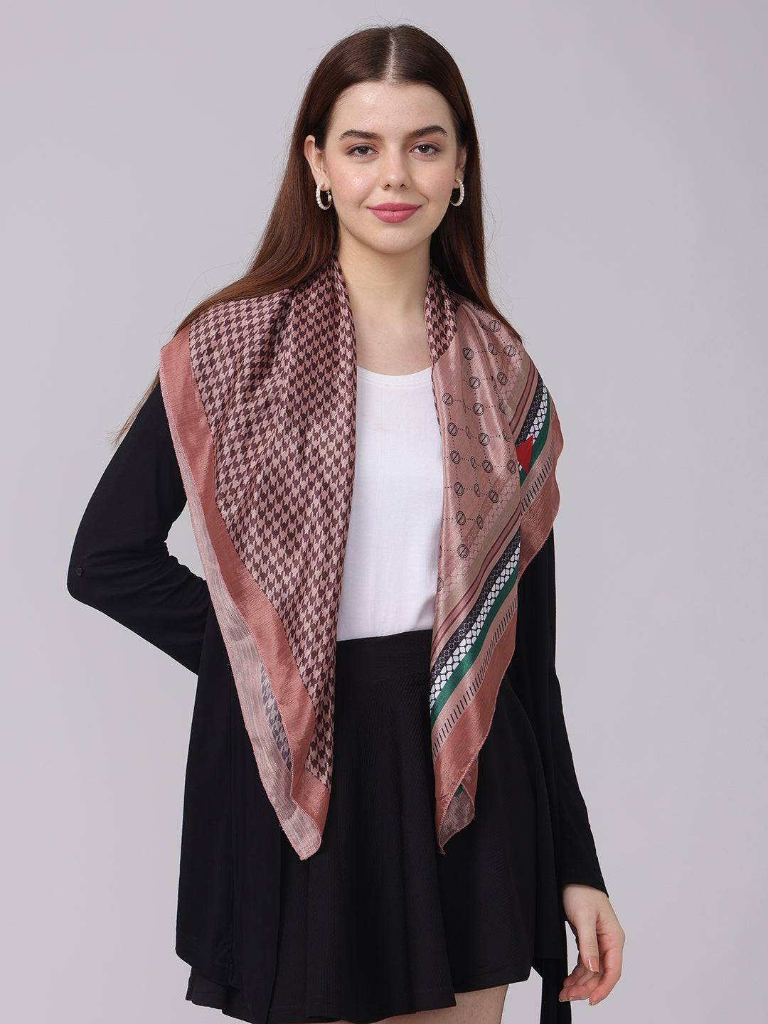 Tuscan Tan Geometric Printed Scarf