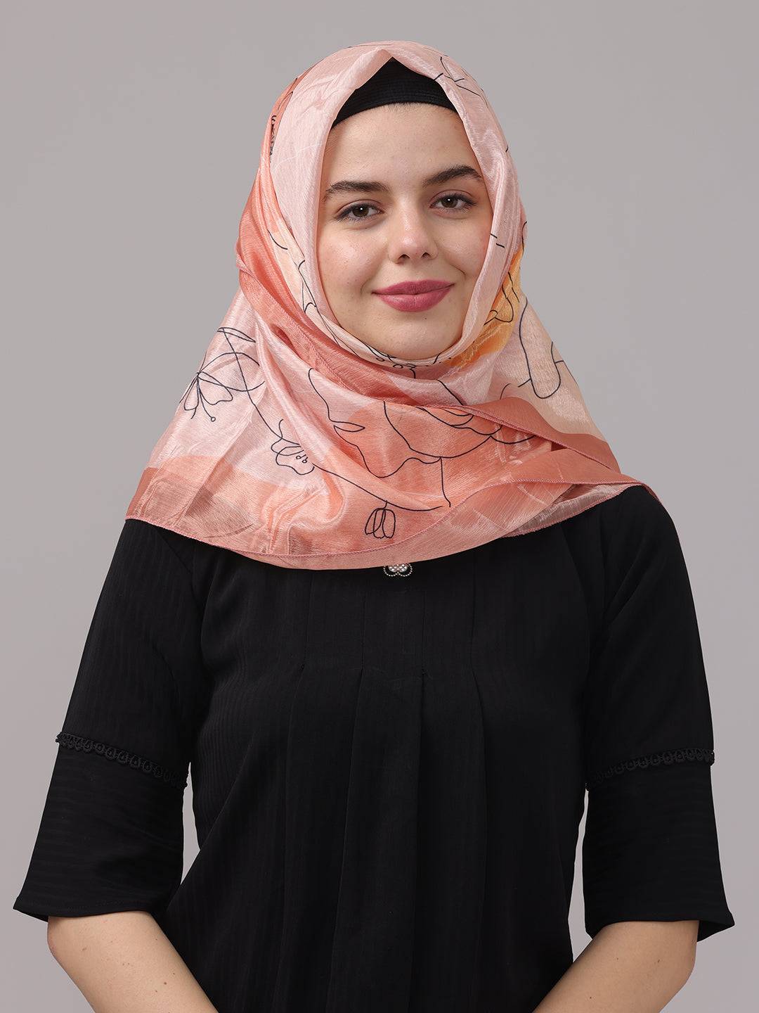 Floral Line Art Pastel Scarf