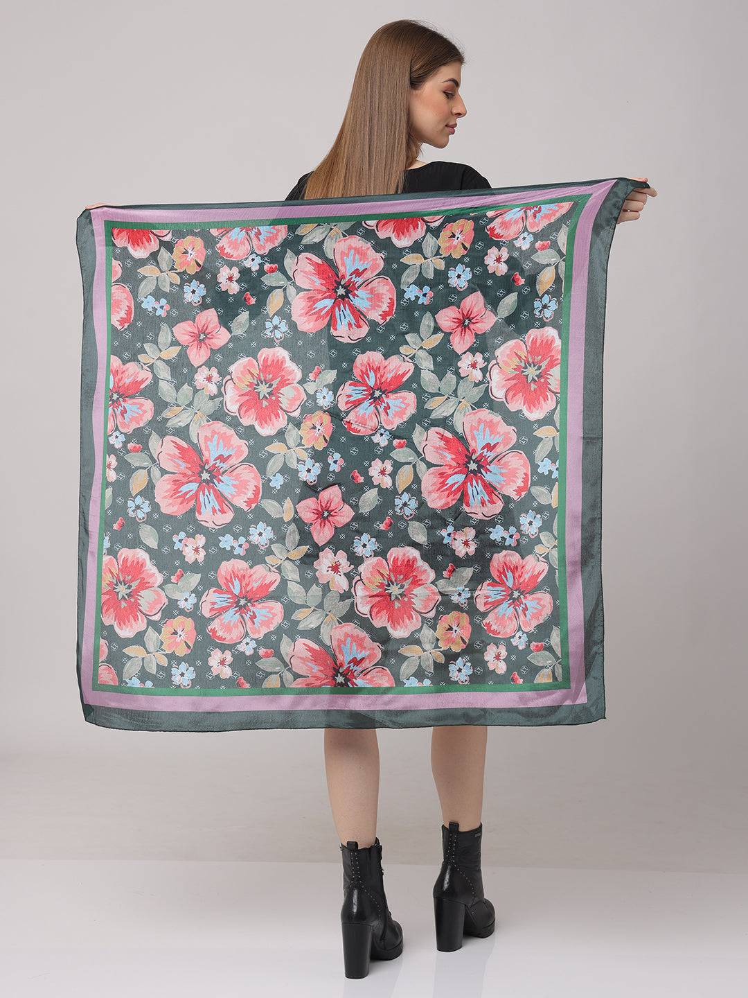 Vibrant Floral Silk Scarf