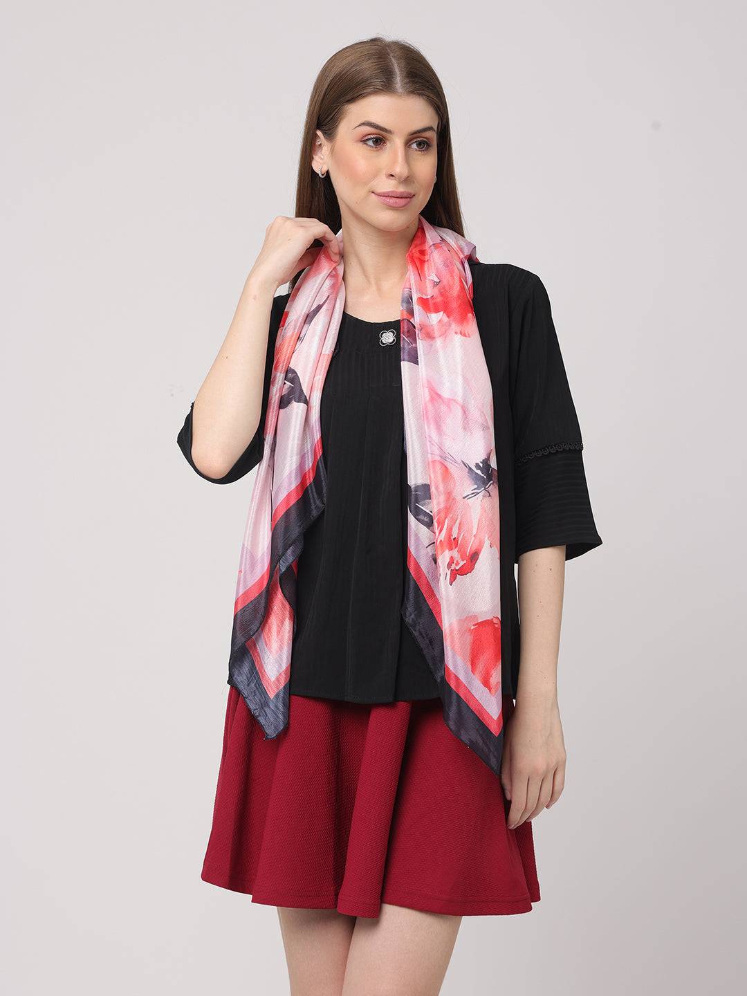 Floral Camellia Pink Scarf