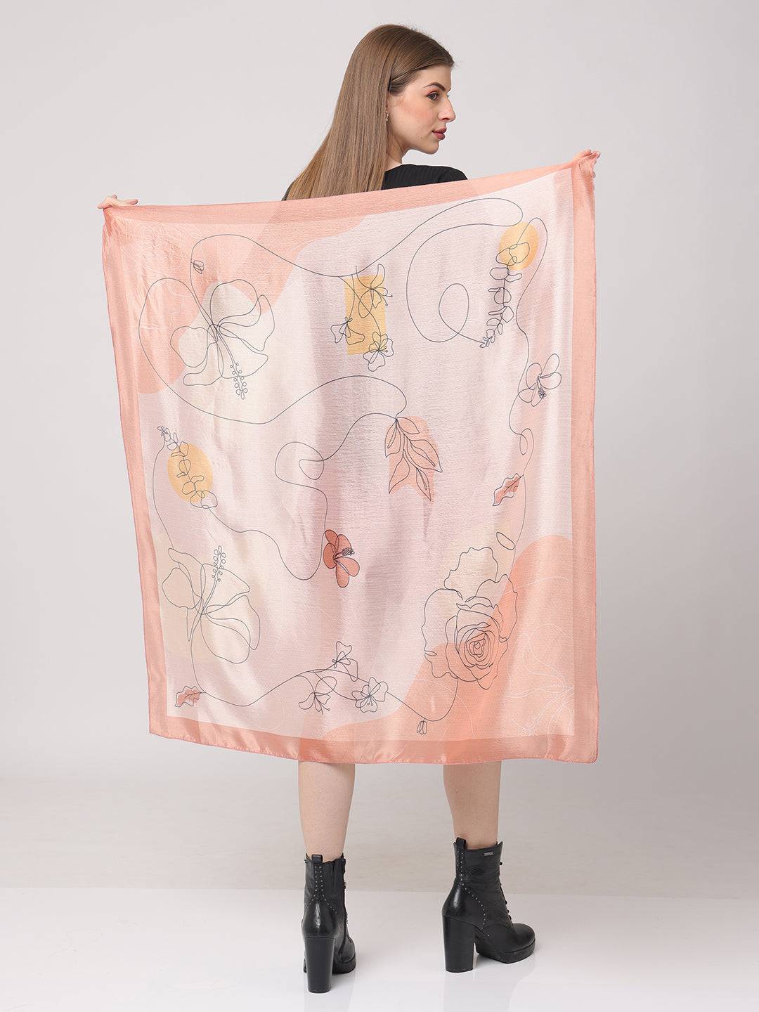 Floral Line Art Pastel Scarf