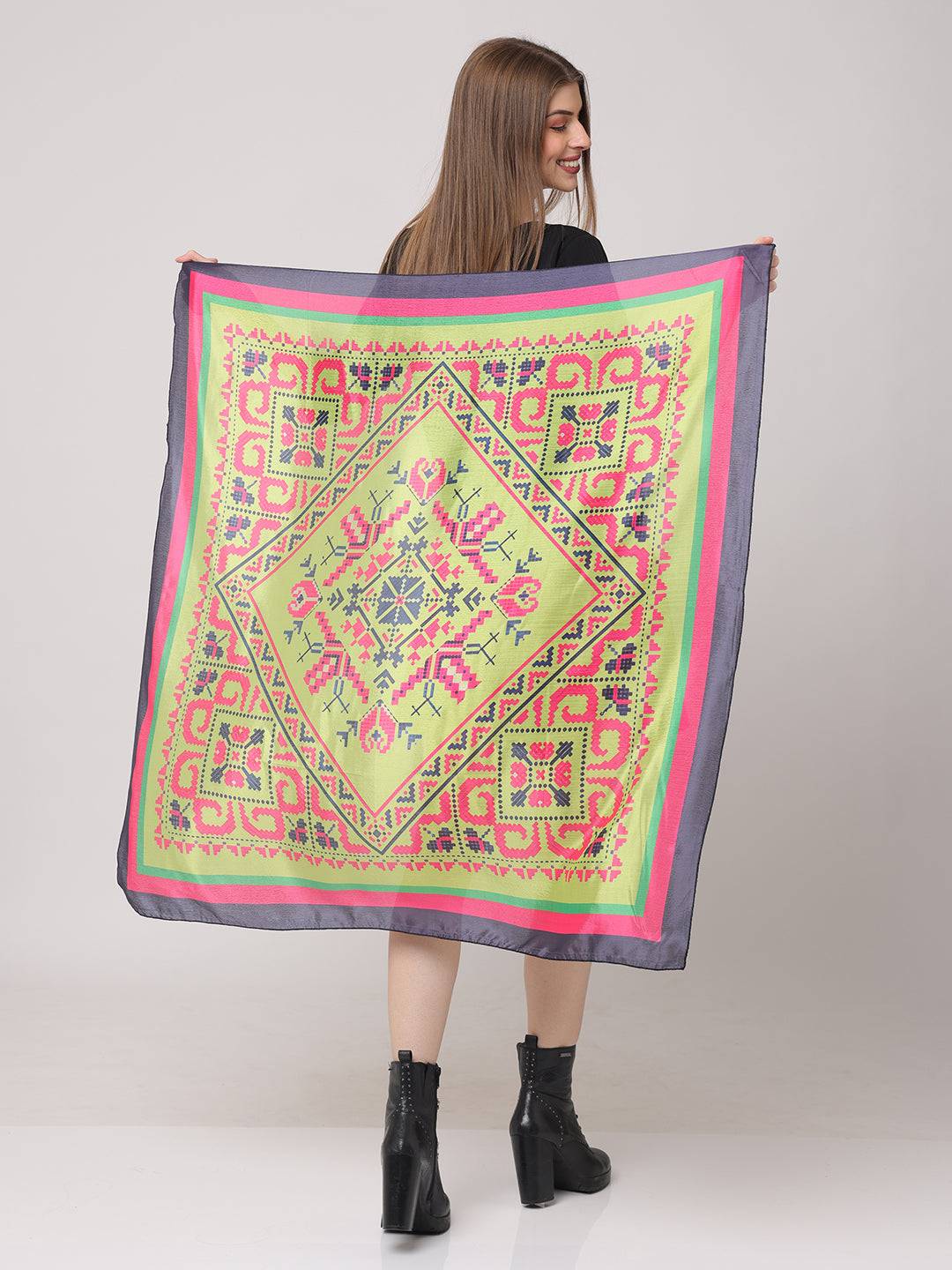 Neon Geometric Square Scarf