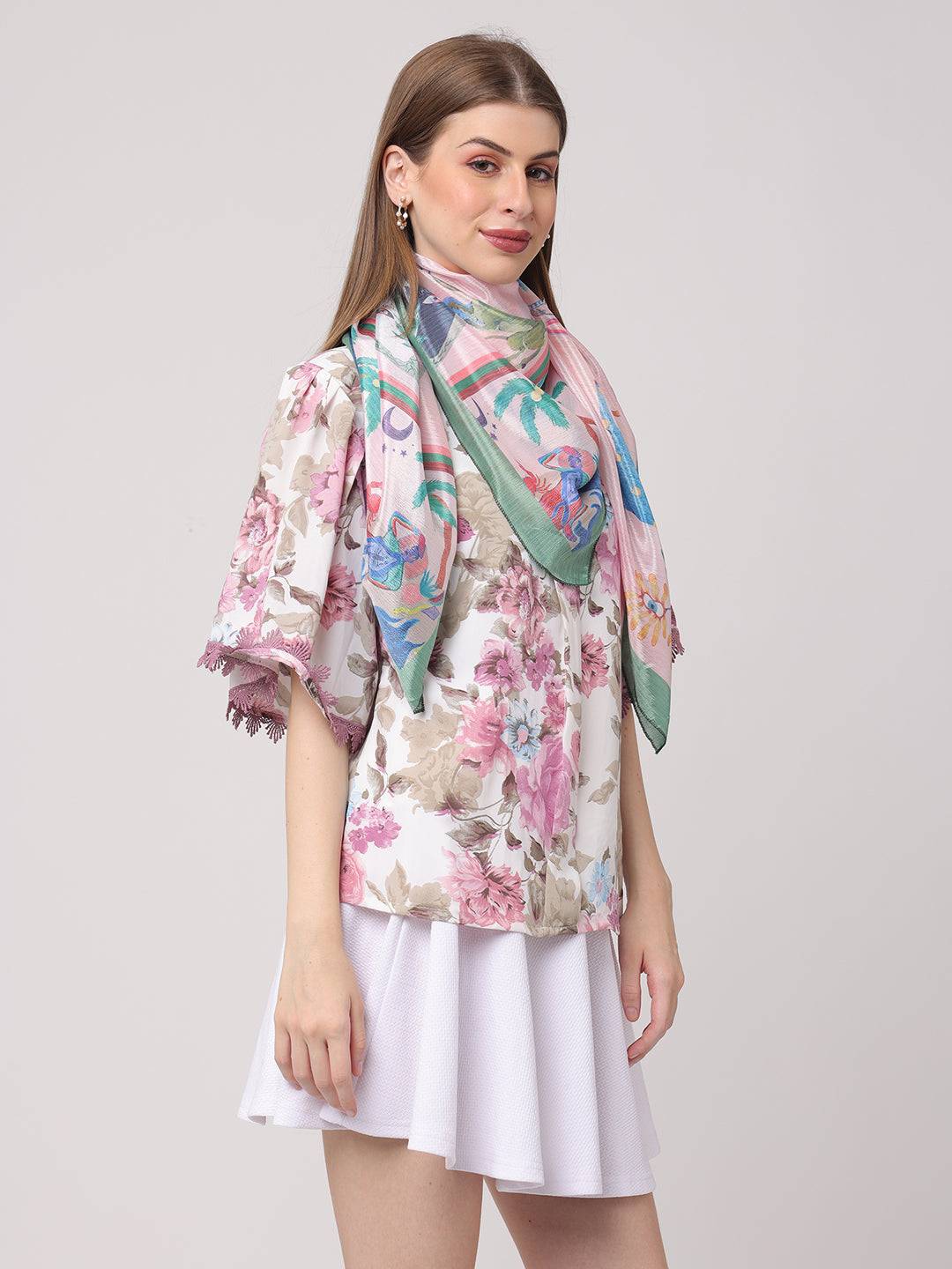 Floral And Circular Scarf