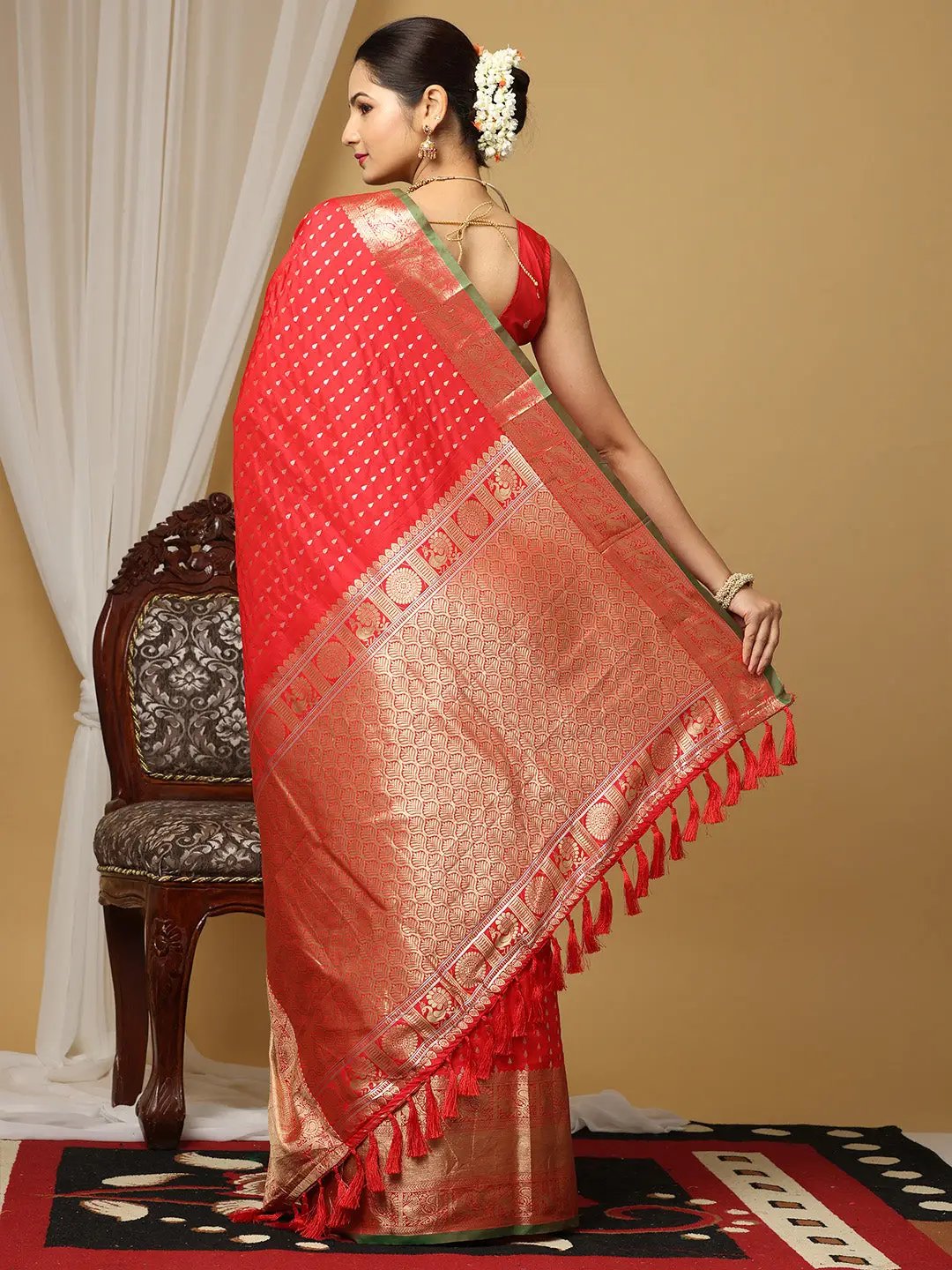  Pure Banarasi Katan Silk Kanchi Zari Weaving Saree