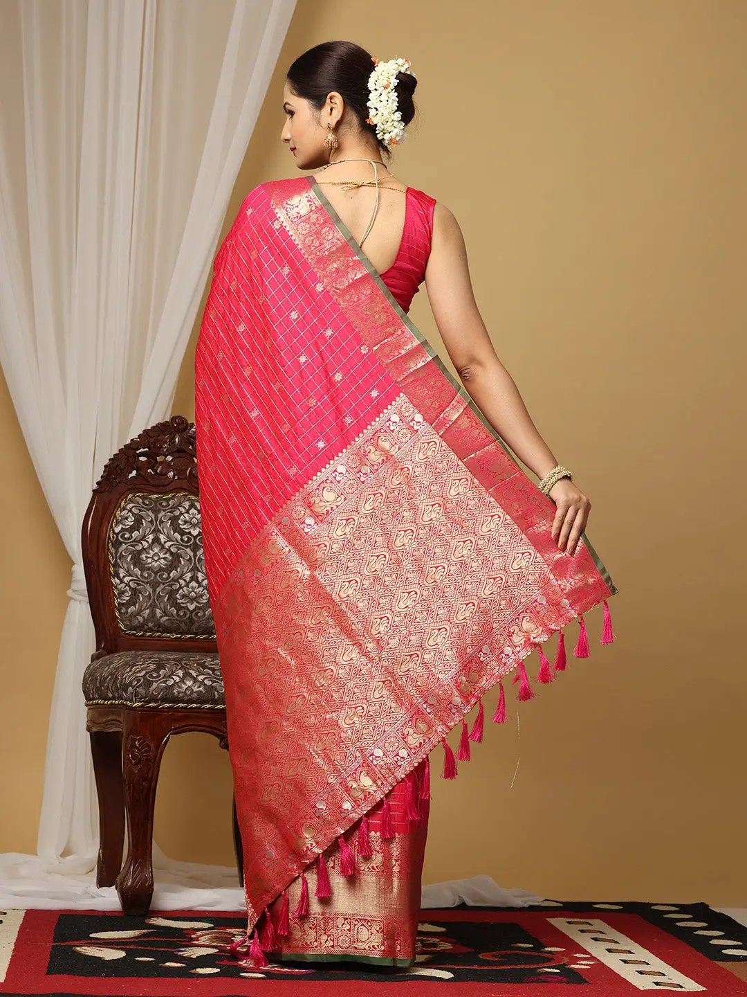  Soft Silk Woven Zari design Kanchi Banarasi Saree 