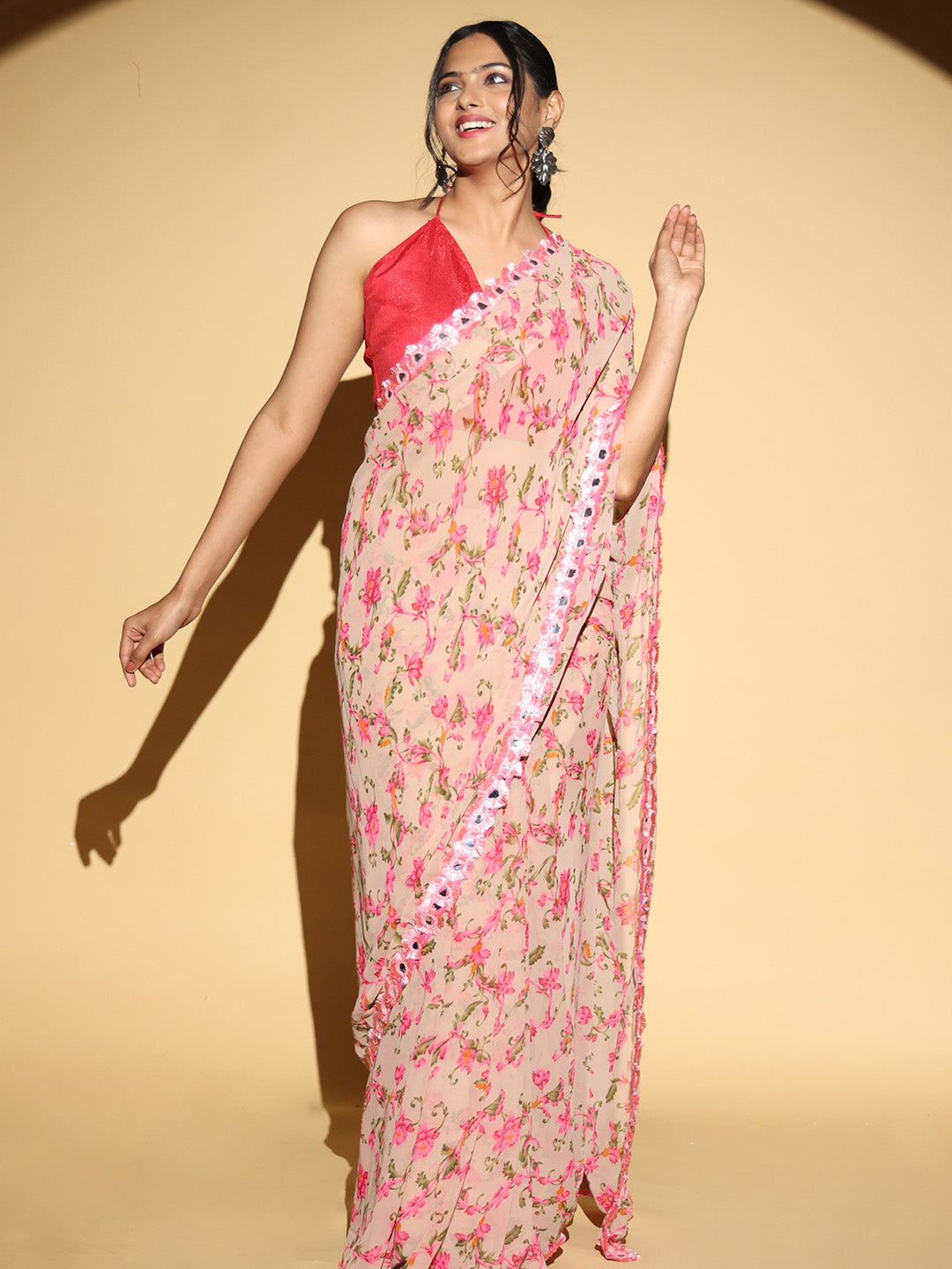 Soft Georgette Multi Colored Party Wear Designer Saree