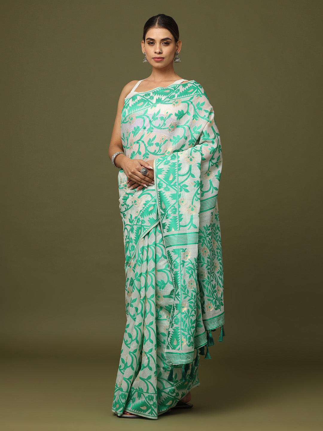  Dhakai Jamdani Cotton Silk Saree