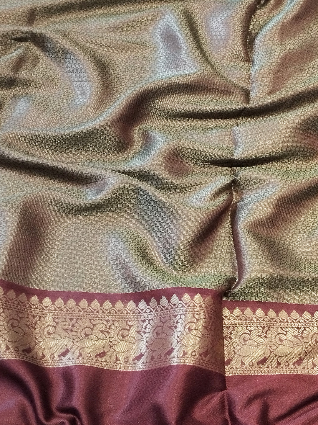 Light Green Colour Double Border Chex Weaving Banarasi Soft Silk Saree