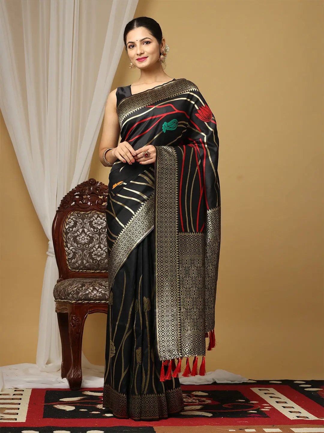 Banarasi Katan Silk Saree With Zari Butti