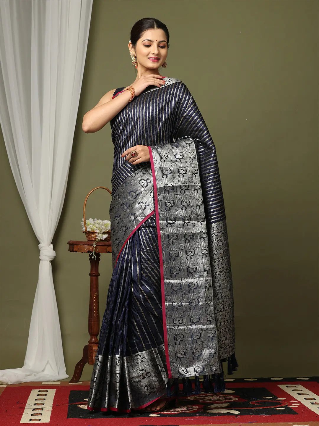 Banarasi Soft Silk Kanchi Zari Weaving Saree