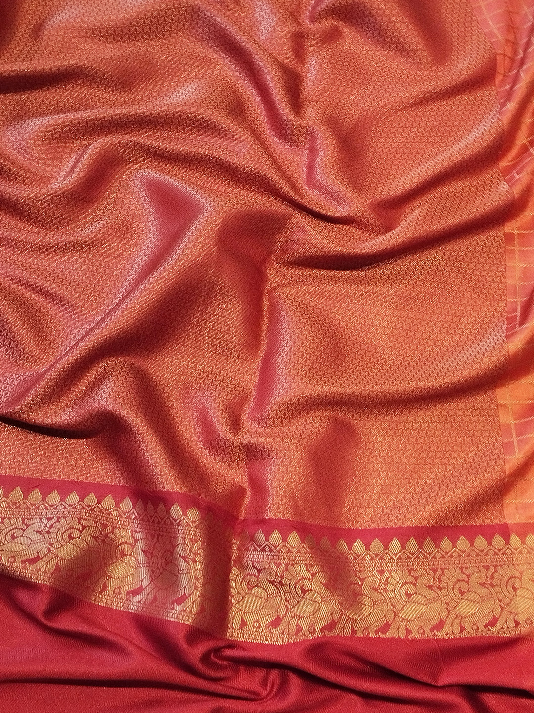 Pink Colour Double Border Chex Weaving Banarasi Soft Silk Saree