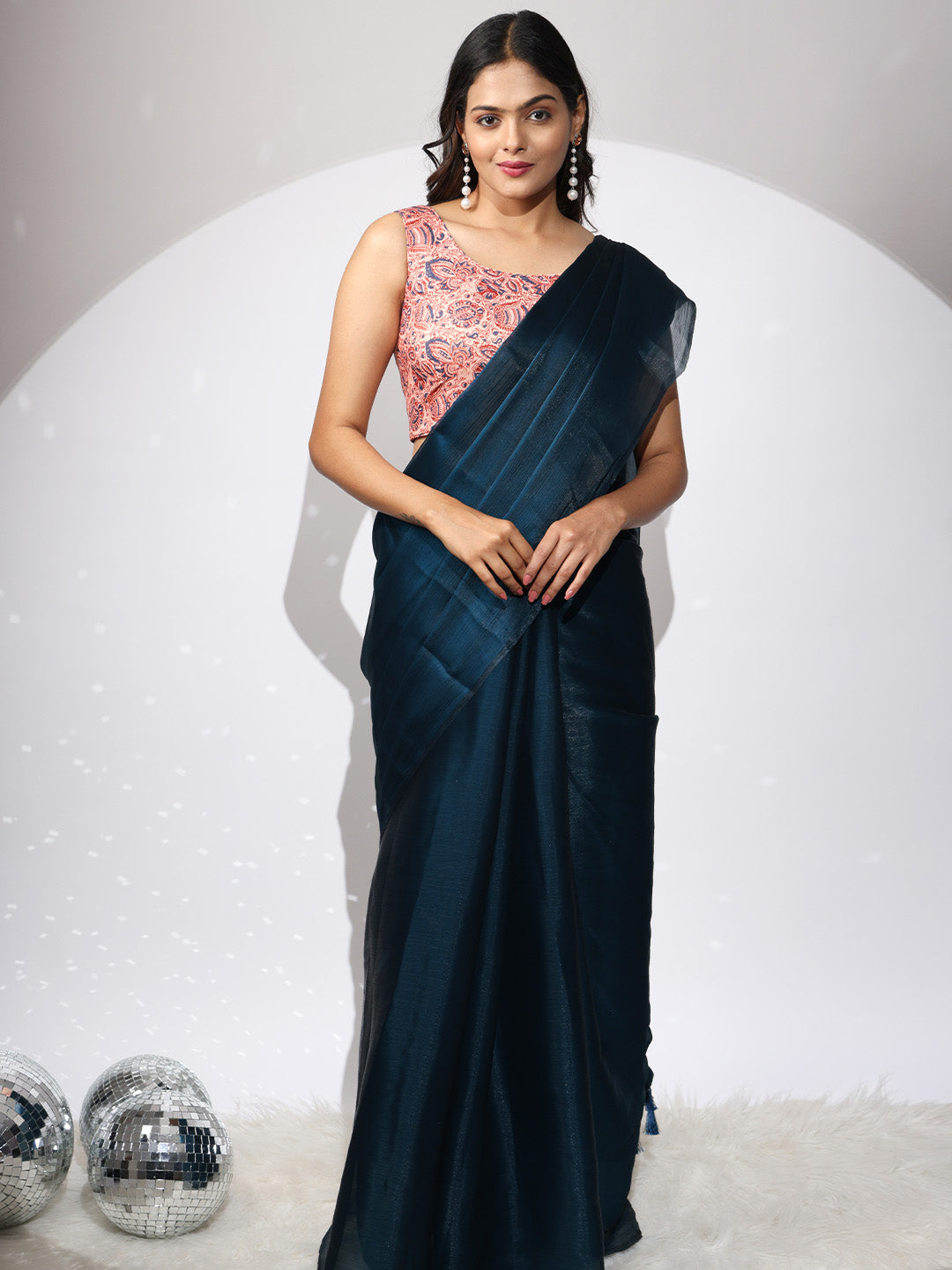 Chiffon Dual Tone Party Wear Designer Saree