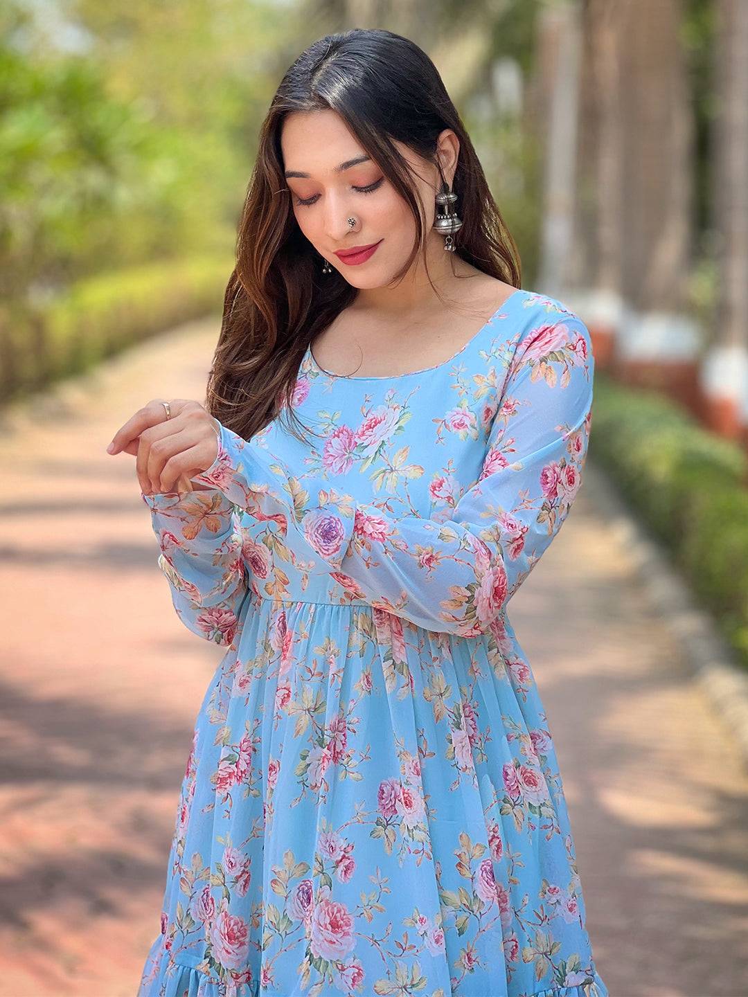 Sky Beauty Floral Printed Dress