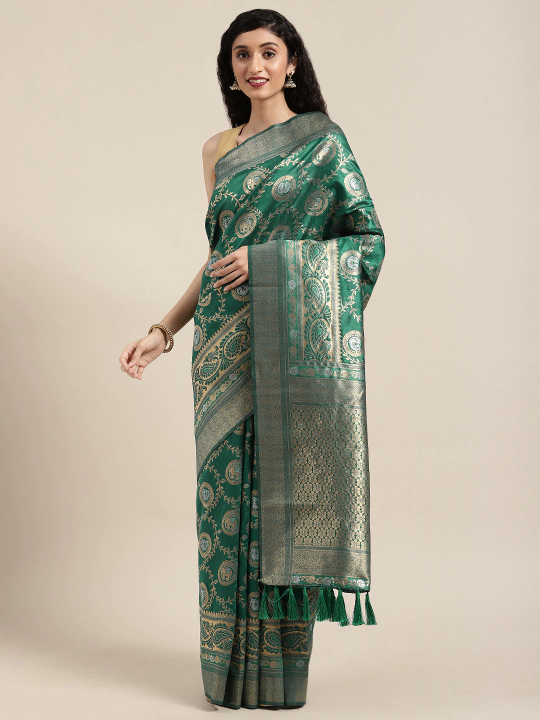  Banarasi Green Colour Woven Design Silk Saree