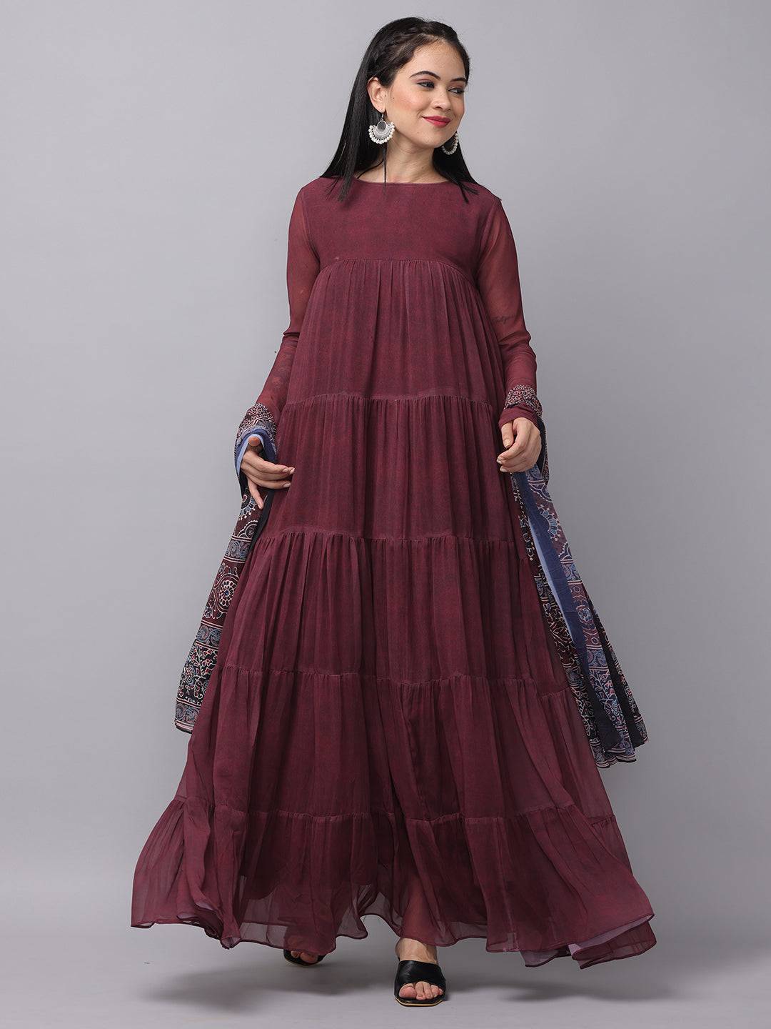 Mulberry Round Neck Long Dress