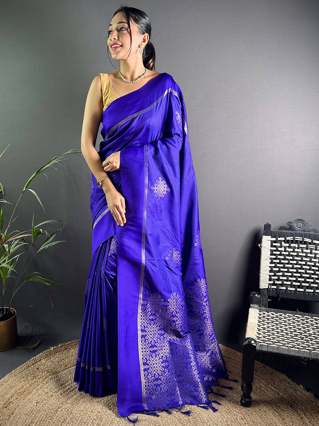 Purple Kolam Silk Heritage Saree