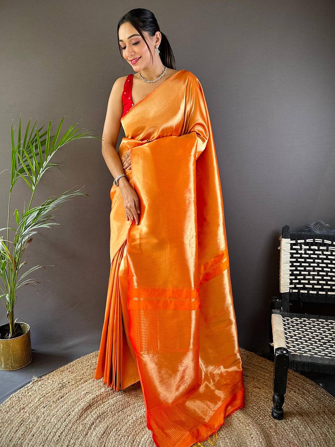 Orange Elegance Kanjivaram Saree