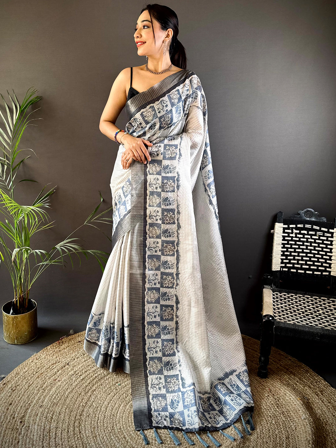 Radiant Dark Blue Soft Silk Digital Print Saree