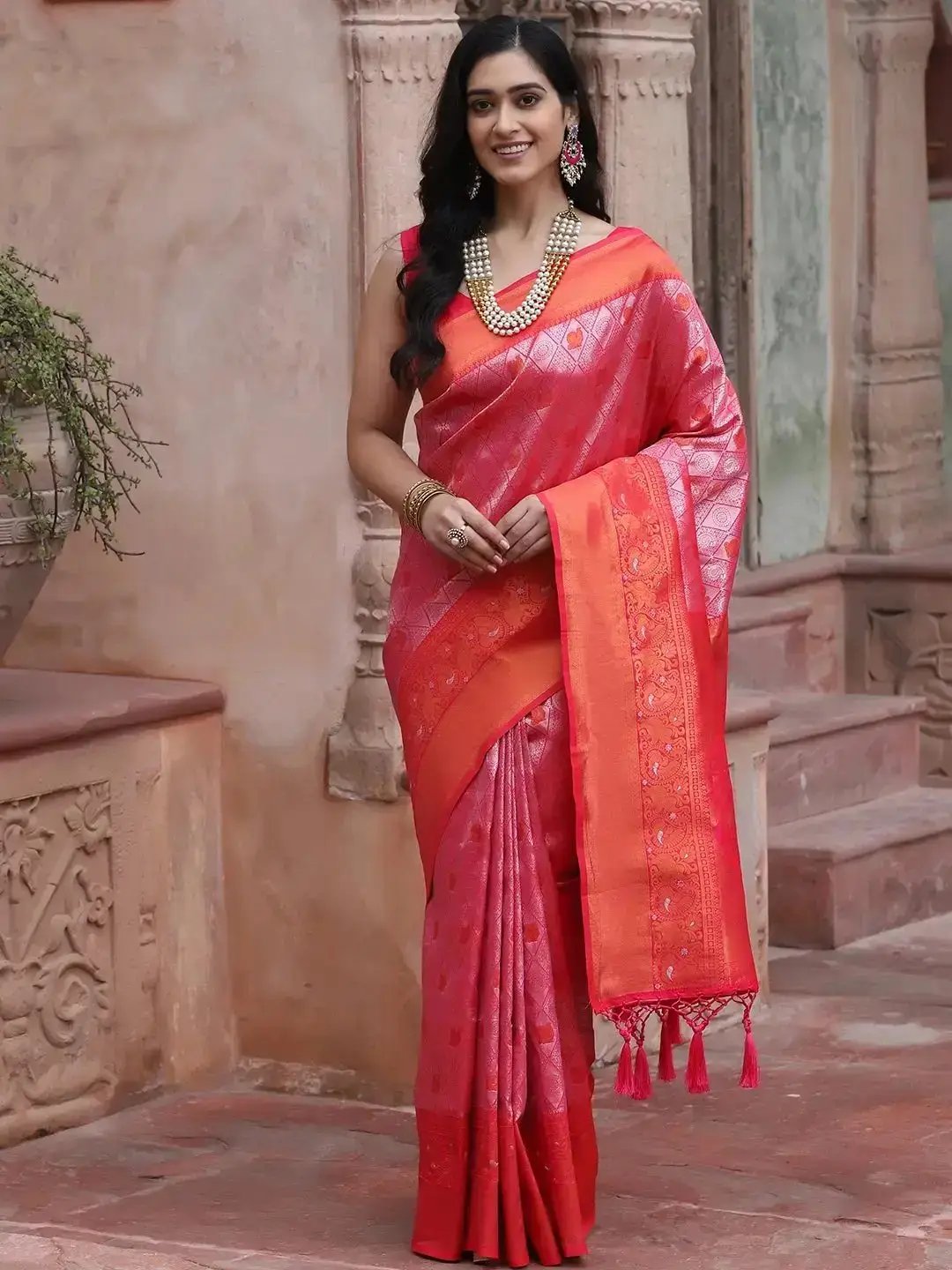 Bollywood Kanjivaram Silk Saree With Zari Work