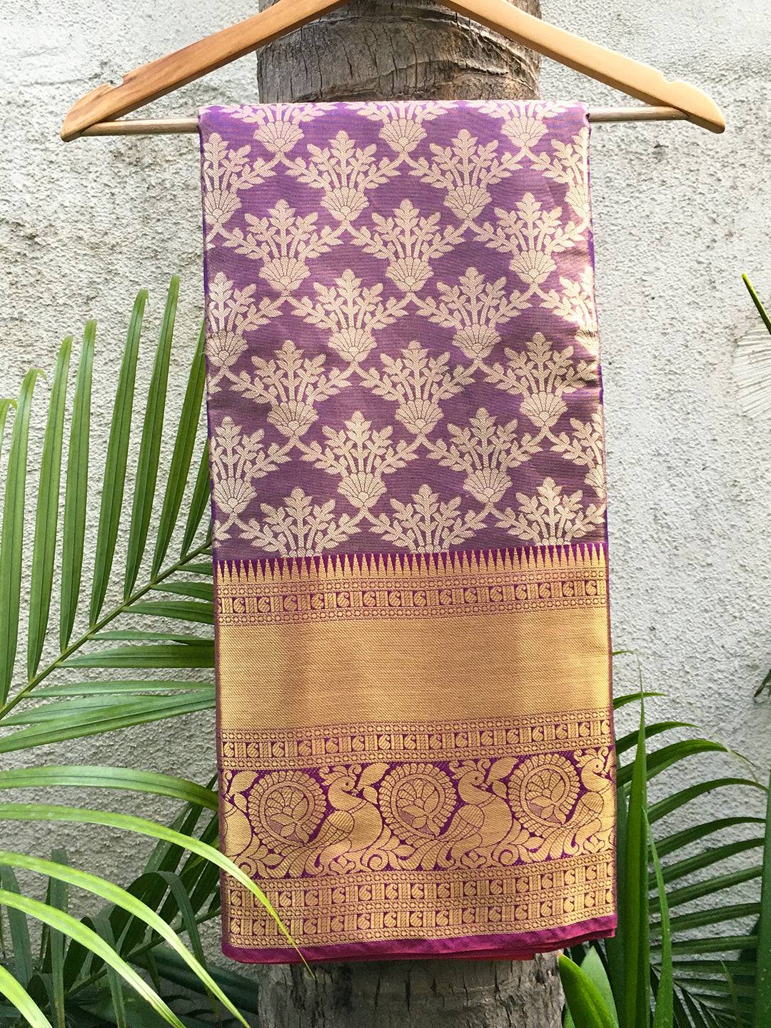 One Gram Gold Tissue Kanjivaram Soft Silk Saree with intricate motifs