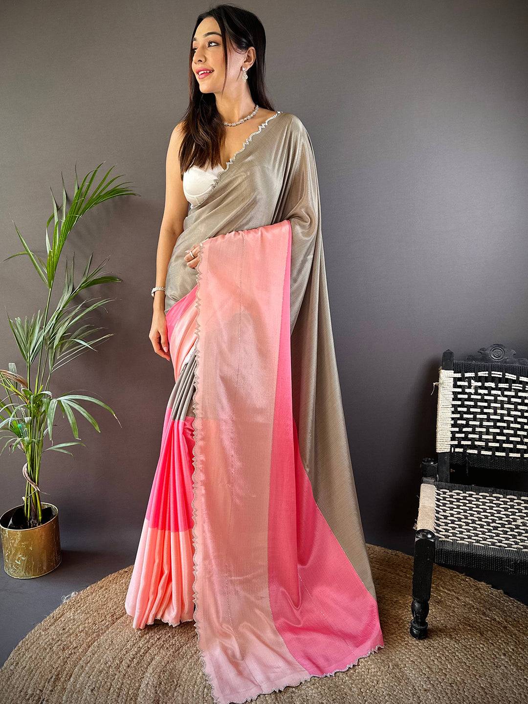 Elegance Cutwork Chiffon Saree