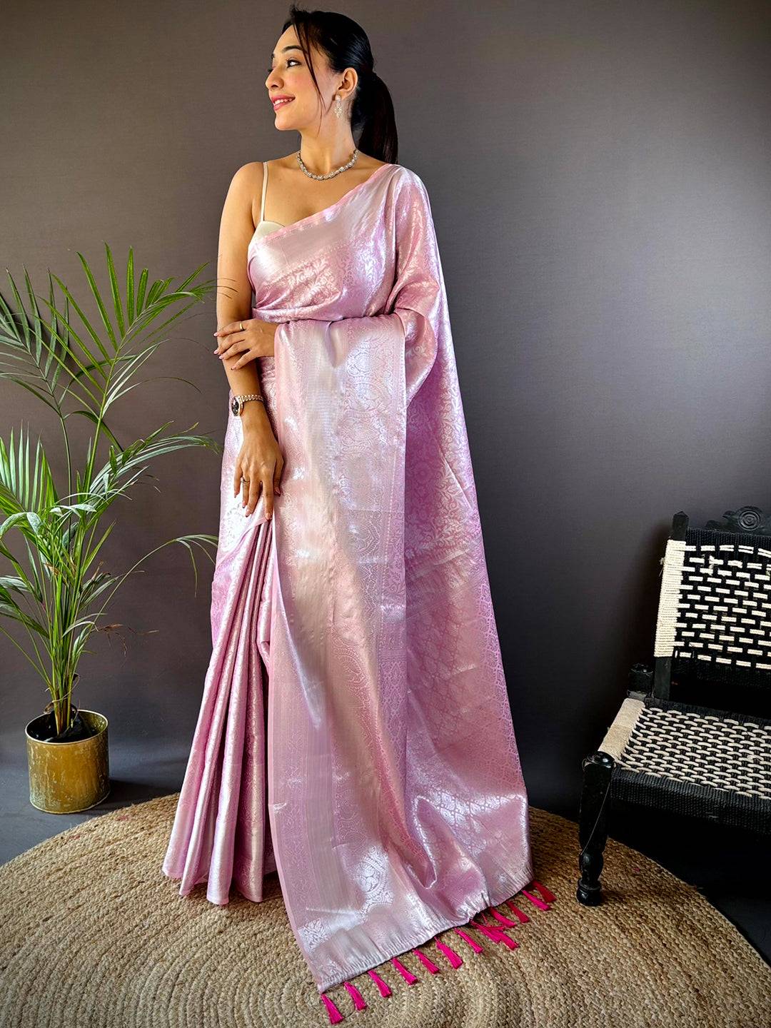 Pink Banarasi Kanjivaram Silk Saree