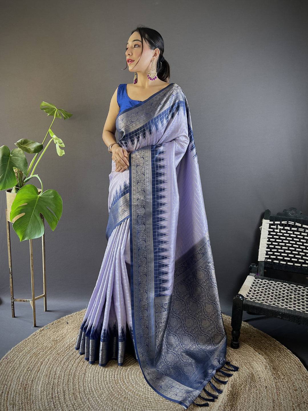 Mauve Banarasi Silk Gadwal Pattu Saree